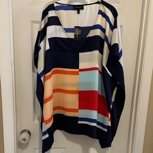 NWT, Lane Bryant, Flowing Kaftan Style Multicolor Striped Blouse